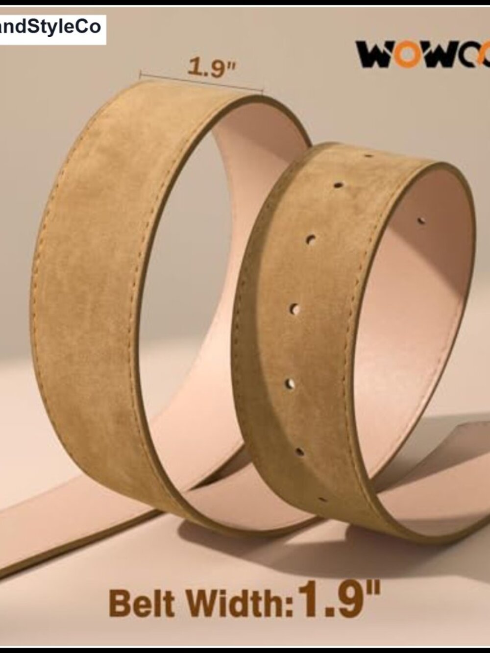 Wide Suede Leather Belt with Brass Buckle, Chunky Waist Belt for Dresses, - Picture 2 of 6